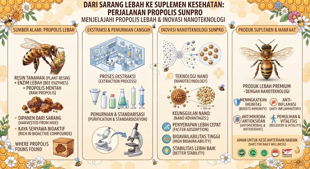 Infografik Propolis Lebah dan Inovasi Nanoteknologi